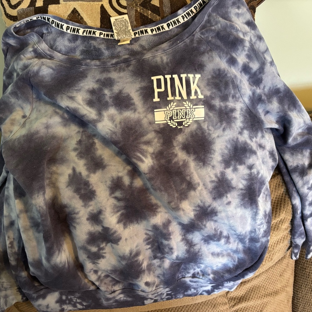 PINK Victoria's Secret Blue Tie-Dye Top